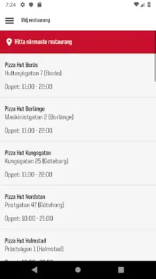 Pizza Hut Sverige android App screenshot 1